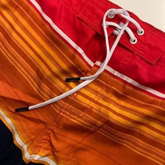 Speedo Men's Boards shorts Swim Trunk Knee Length Bon médium Orange Blue - Picture 3 of 8